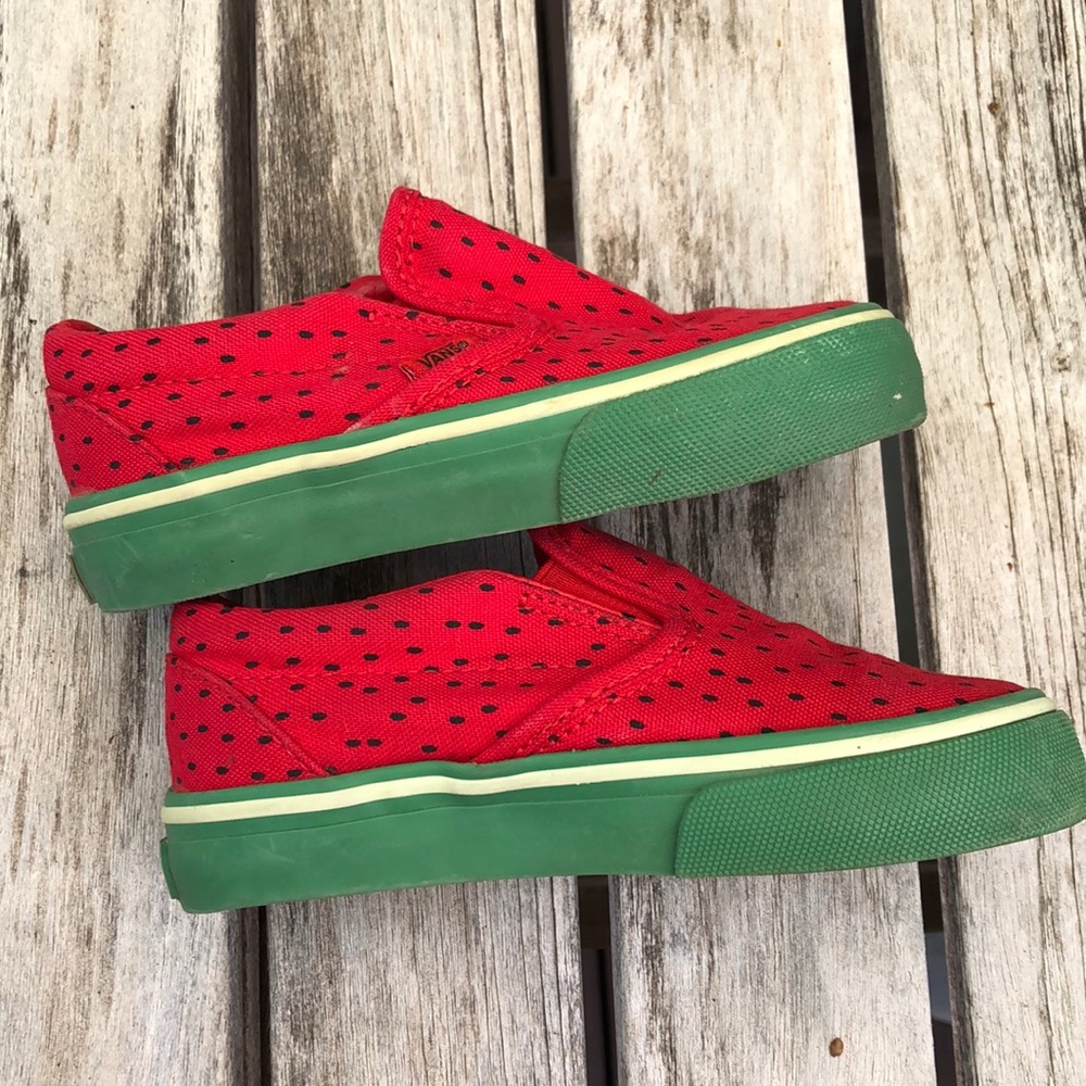 Vans Watermelon Red Slip On Shoes- Toddler - Picture 3 of 6